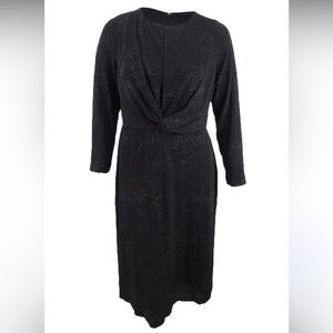 Alfani Glitter Black Twist-Waist Shift Dress Sz 4X